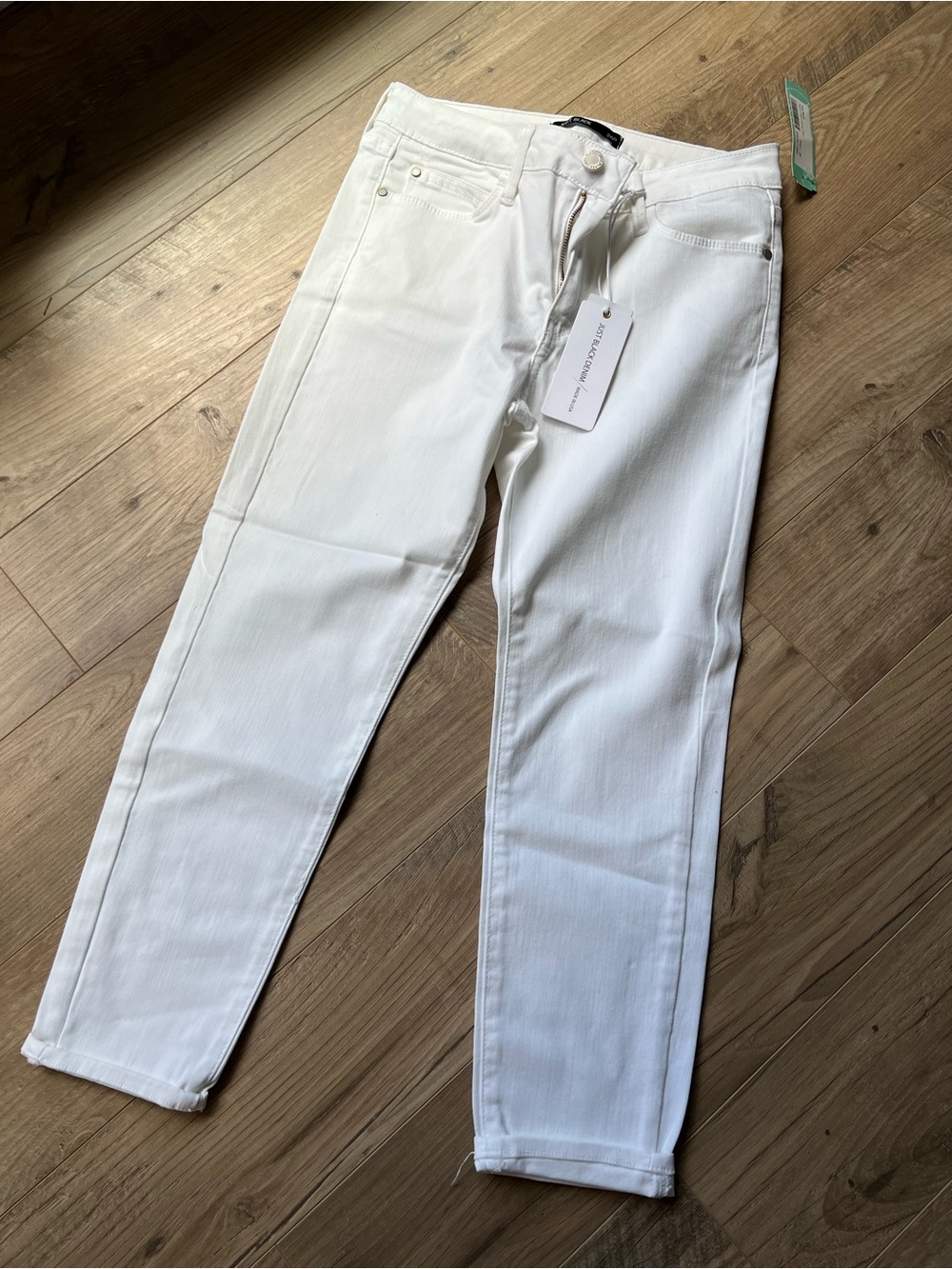 Just Black High Rise Skinny Crop White Jeans Size 26P NWT!